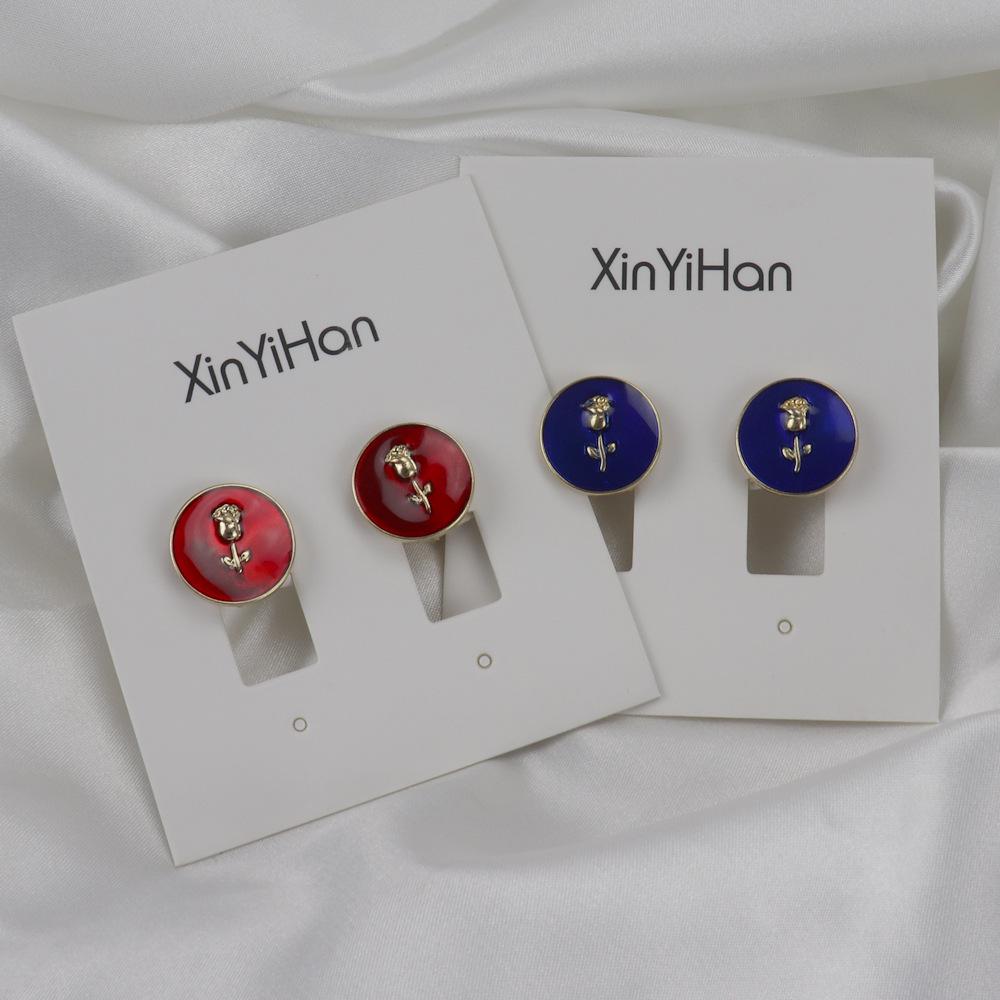 

Новые серьги-пусеты в стиле ретро с розовыми цветами из серебра S925 с эмалевой капельной отделкой и клипсами для ушей