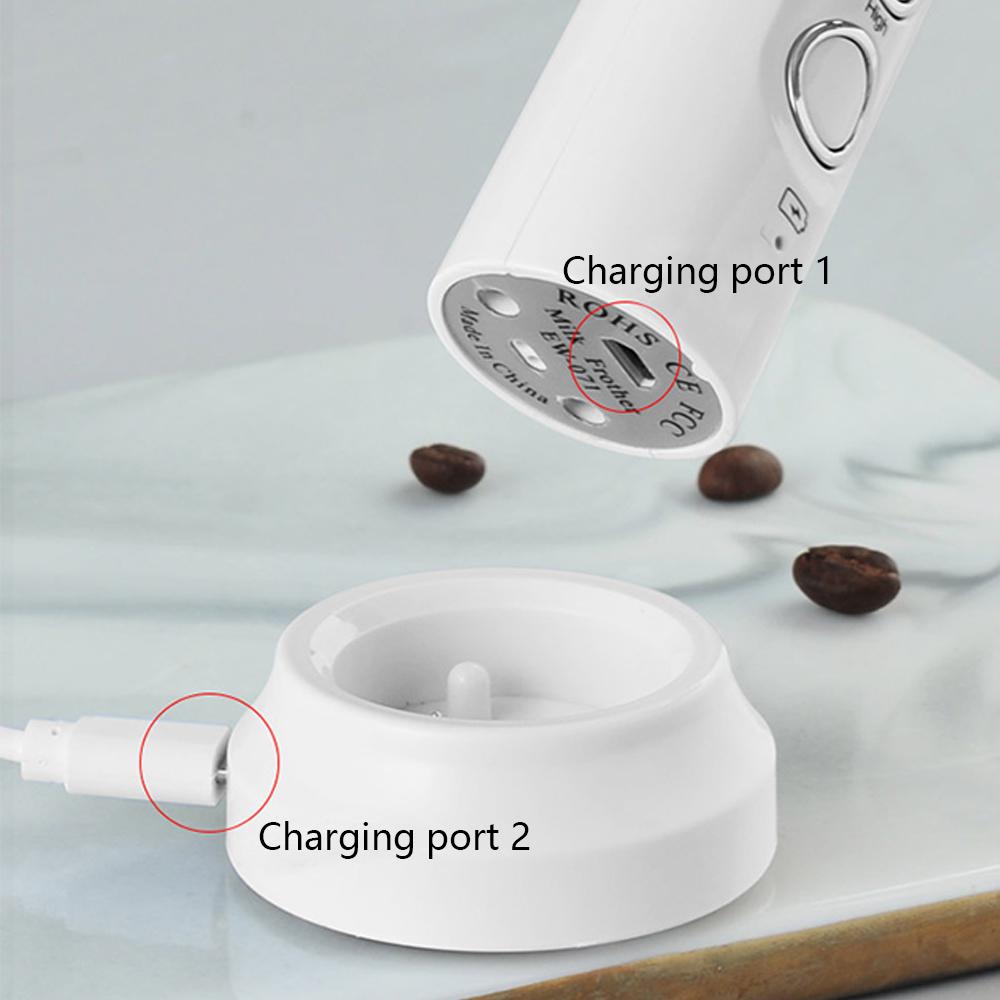 Rechargeable Handheld Milk Frother 3 Speeds Drink Mixer With 3 Heads, Red