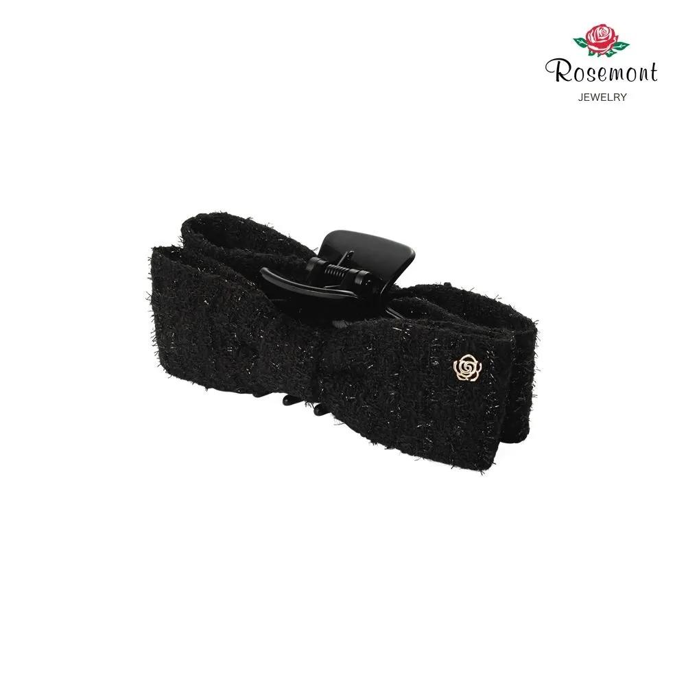 Tweed Ribbon Hair Claw Clip Black RA25D47L