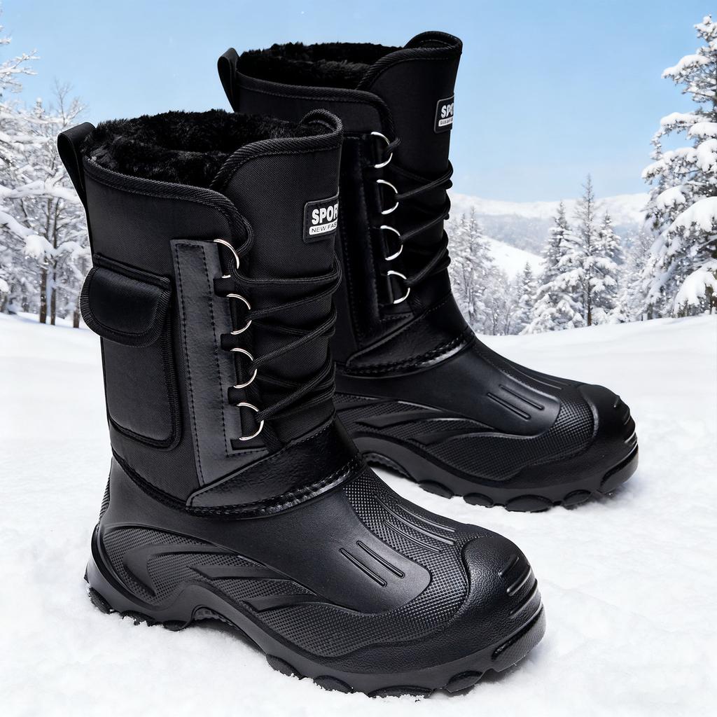 Shoes men's snow boots 2025 winter cotton shoes large size warm boots waterproof and antifreeze cotton boots thick boots