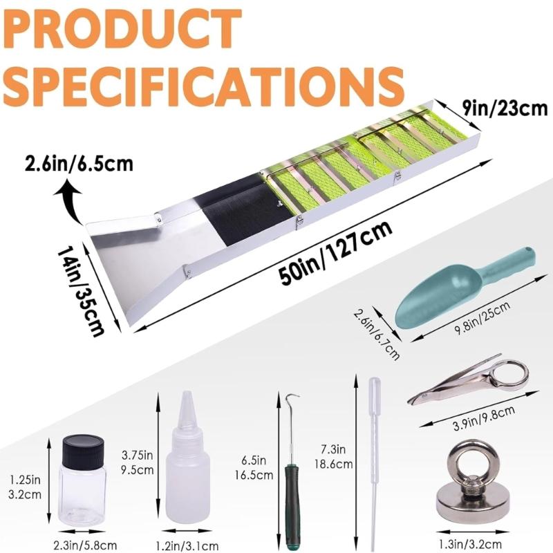 High Efficiency Gold Panning Tool Set Water Flows Powered Easy Assembly For Camping Enthusiasts Experts New Users Alike