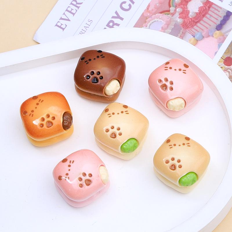 DIY Resin Cream Glue Hair Clip & Crocs Charm - Cat Sandwich & Double Layer Chocolate Food Toy