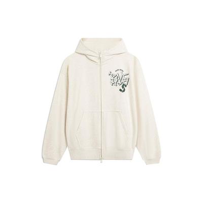 Li Ning Bad Five Lettres Sweat à capuche zippé Ample Décontracté Cardigan Sweat à capuche Unisexe Gris AWDTE07-1