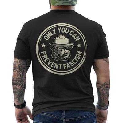 Koszulka Vintage Smokey The Resist Bear Tylko Ty Możesz Zapobiec Faszyzmowi NA PLECACH