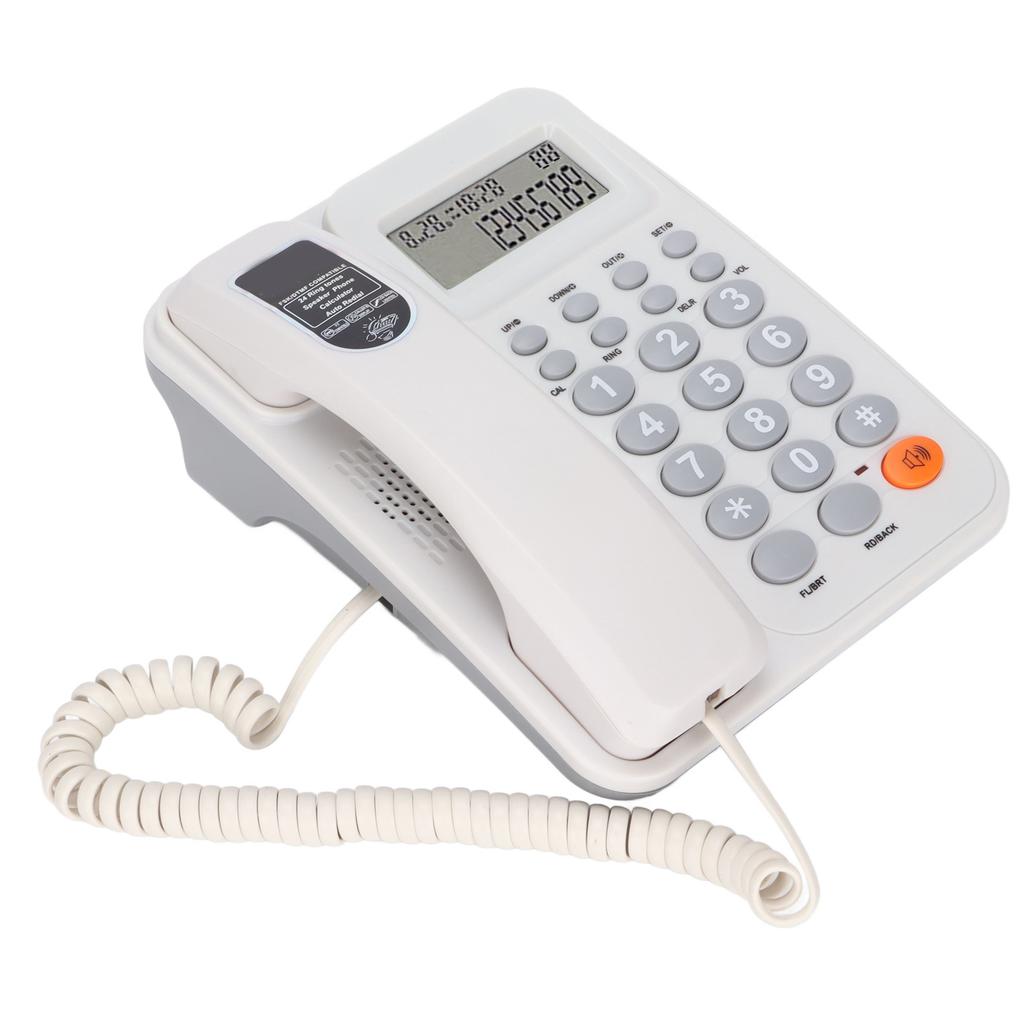 KXT2027CID Desktop Corded Telephone Adjustable Volume Caller ID Semi Hands Hree Fixed Landline for Office Hotel(White )