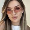 Letter F Diamond-encrusted Frameless Trimmed Sunglasses Women's European and American Sunglasses Fashion Retro Metal Sunglasses