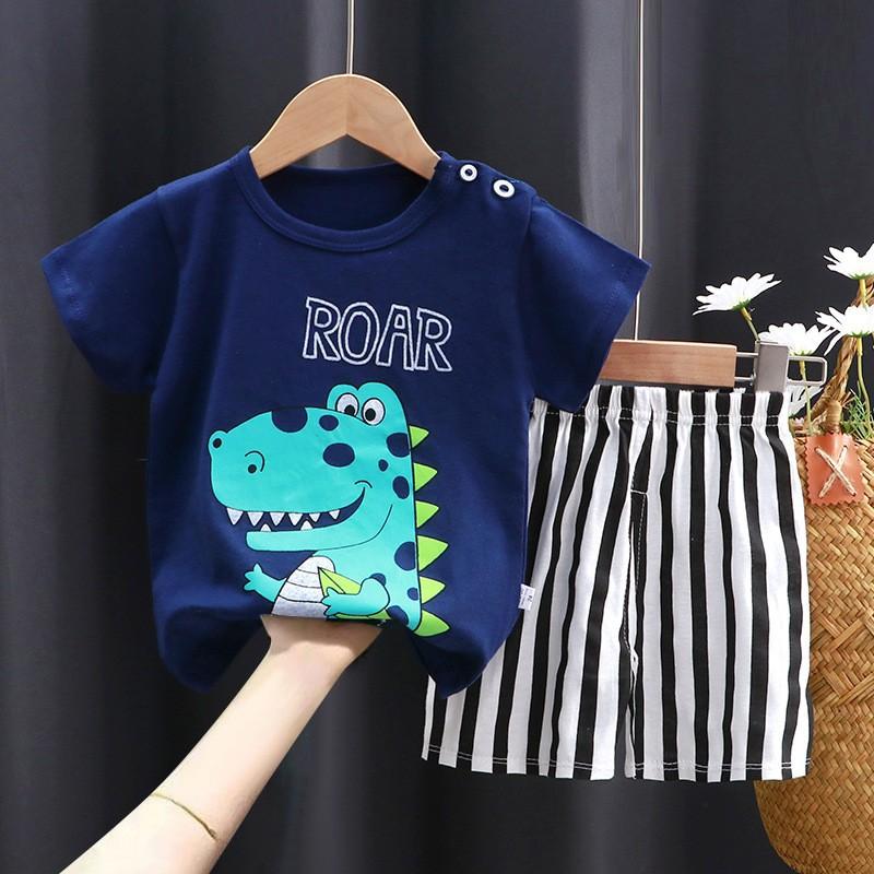 Children's Cotton T-shirt Set - Summer Boys' Casual Short-sleeved Shorts 2-piece Set
