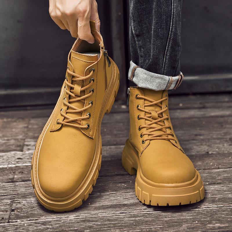 Fashion Genuine Leather Outdoor Snow Botas New Arrival Men's Winter Boots Luxury Brand Motorcycle Basic Boots Man Cotton Platform Shoes