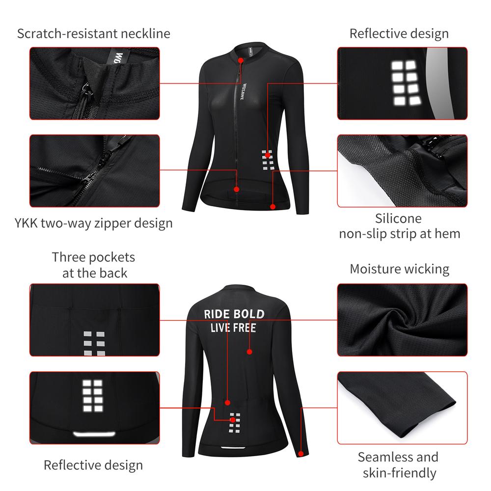 Womens Quick Dry Cycling Serts Long Sleeve Cycling Jersey Team Bike Colothing Moisture Wicking Bike Sportswear
