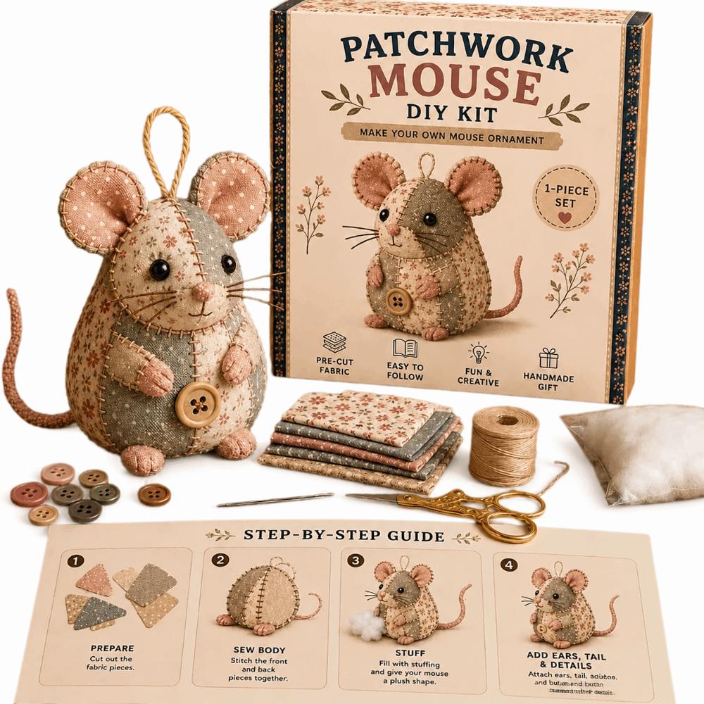 Handmade Patchwork Mouse Kit Pre Cut Fabric Mouse Sewing Kit Patchwork Craft Kit  Craft Learning