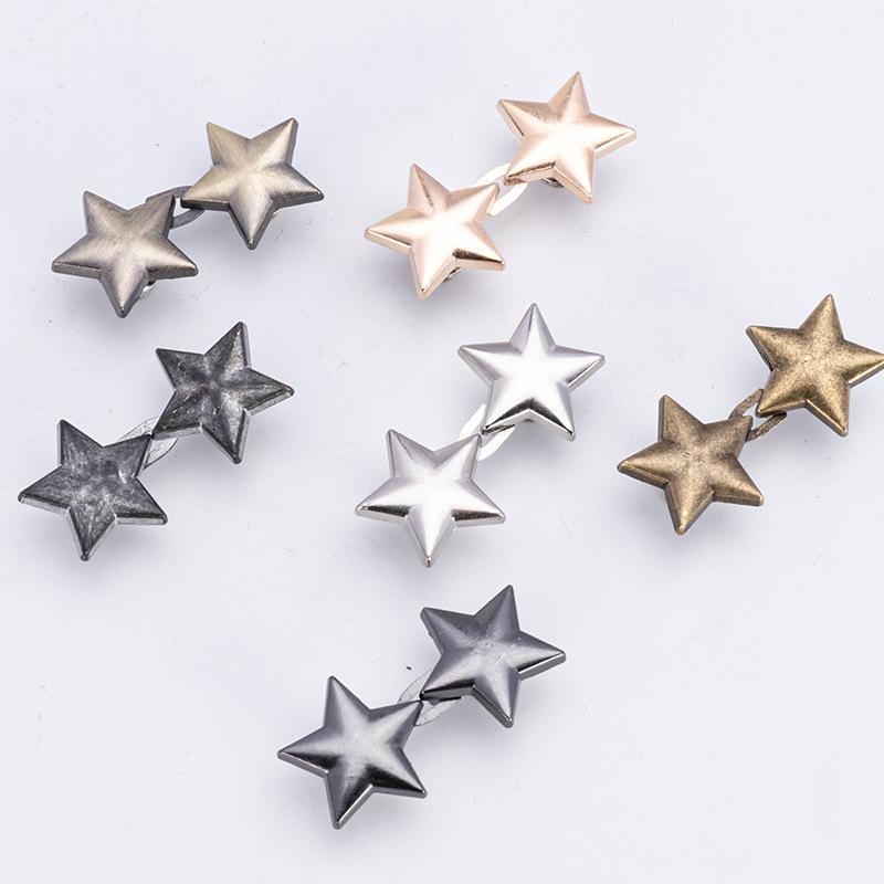 Little Star Waist Cinch: Double-Sided Snap Button Detachable Nail-Free Sewing Tool for Adjusting Large Jeans Waistbands