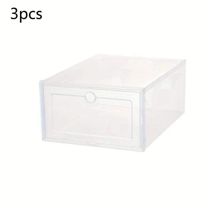 3/6pcs Plastic Shoes Case Drawer Case Thickened Transparent Shoebox Fold Shoe Organizer Plastic Shoe Boxes Stackable Box