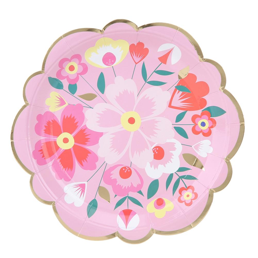Flower Pattern Household Disposable Paper Plates Afternoon Tea Dishes Tableware Party Supplies
