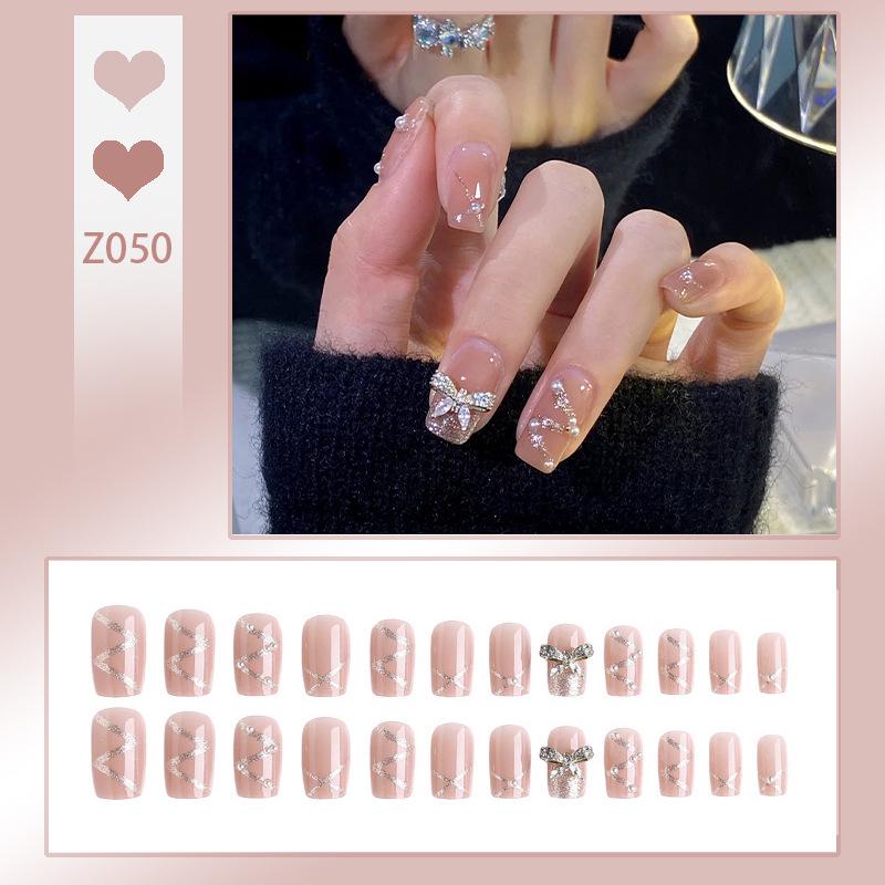 Handmade Press-On Nails – Crushed Diamond Butterfly Glitter Tips Collection