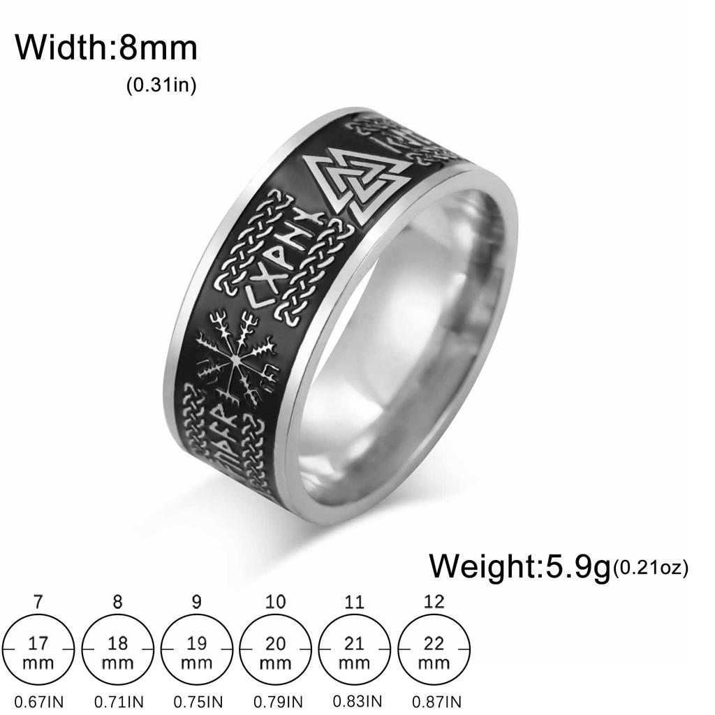 VASSAGO Viking Celtic Runes Ring For Men Triquetra Trinity Norse Jewelry Black Ring Good Luck Irish Mens Jewelry