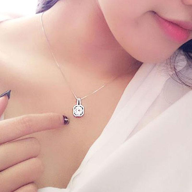 BELLA BOX Pătrat superb colier cu pandantiv elegant pentru femei farmec nunta logodnă pietre prețioase perle lanț claviculă cadouri feminine