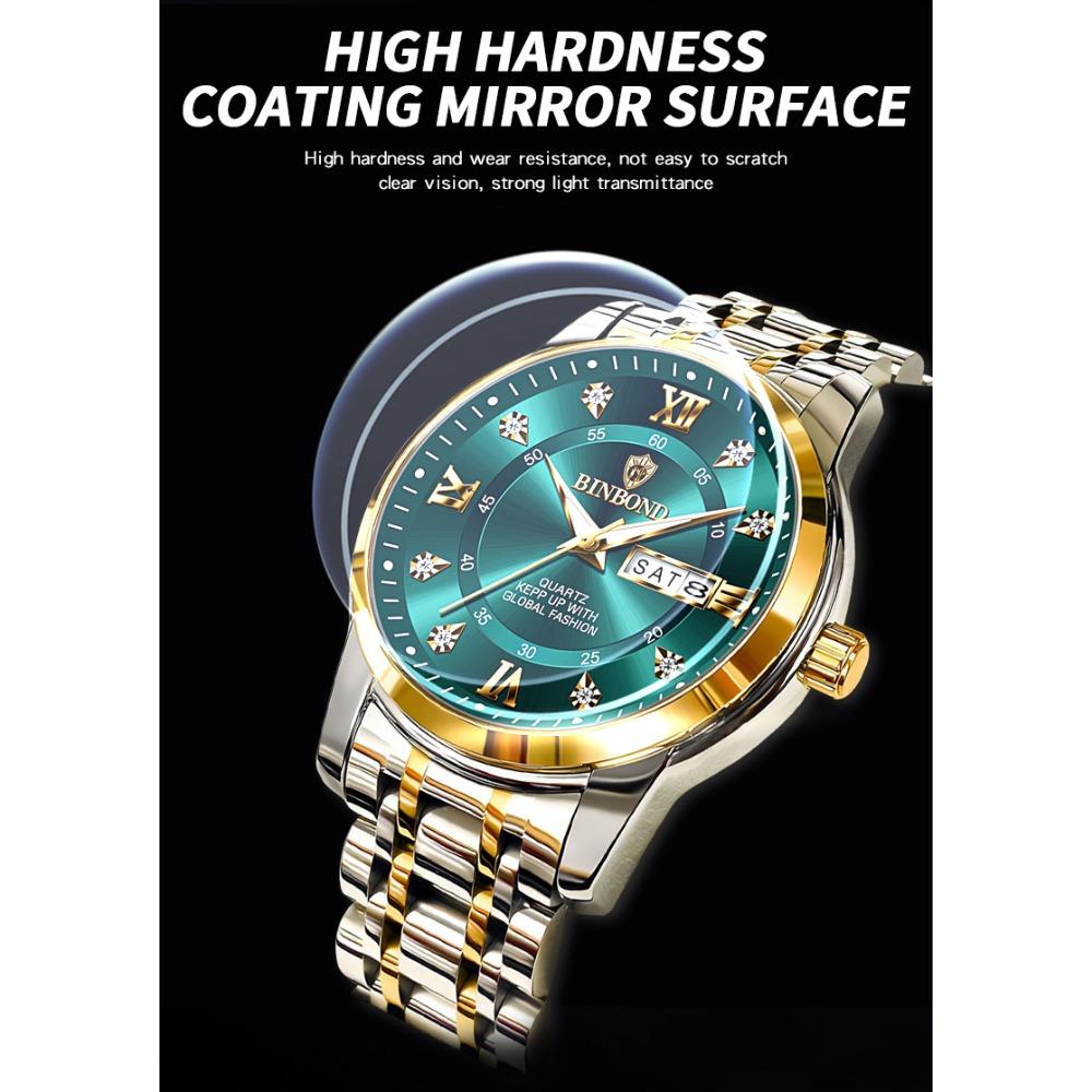 BINBOND Top Brand Luxury Fashion Watch Men 3ATM Waterproof Date Clock Sport Watches Mens Quartz Wristwatch