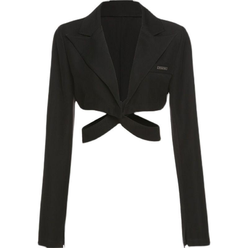 

Weird Puss French Irregular Spaghetti-Strap Dress Black Tops C1738120 L