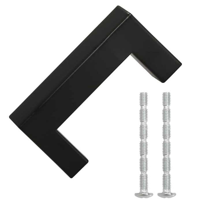 VidaXL Cabinet Handles 10 Pcs, Cupboard Handles, T-Shaped Handles Kitchen Home Interior, Black 64 Mm Steel 155396