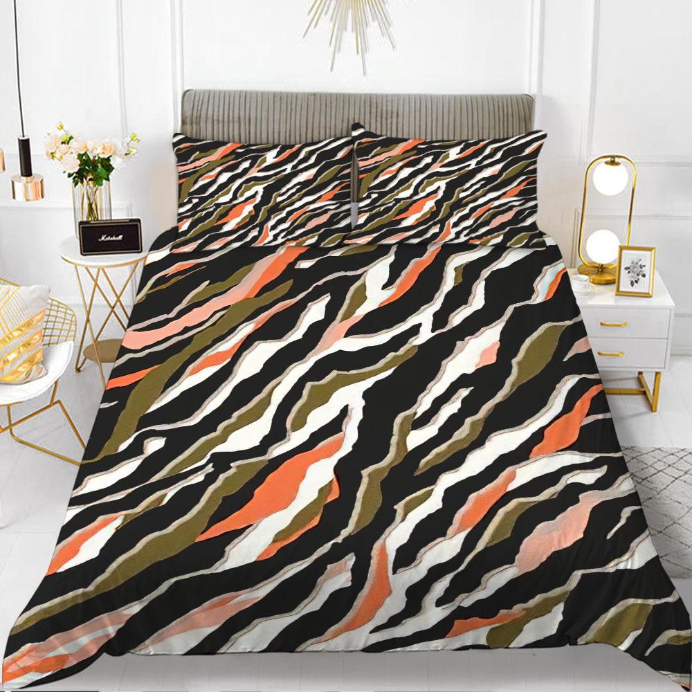 Zebra Print Duvet Cover Set King Polyester Red Black Stripes Bedding Set Wild Animal Zebra Wildlife Skin Quilt Cover For Girls