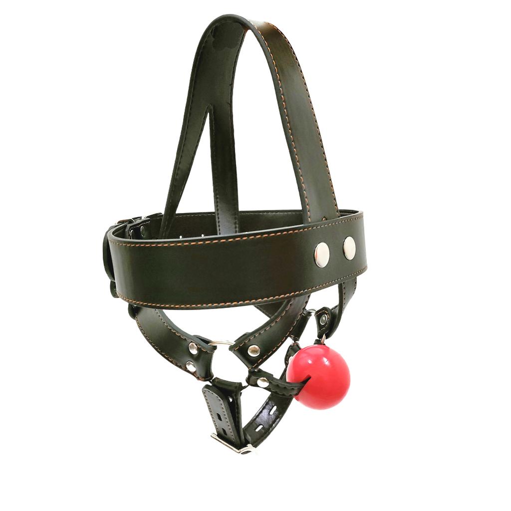Adult Novelty Black Horse-Style Eye Mask with Silicone Ball Gag for BDSM Training Adjustable Couple Sex
