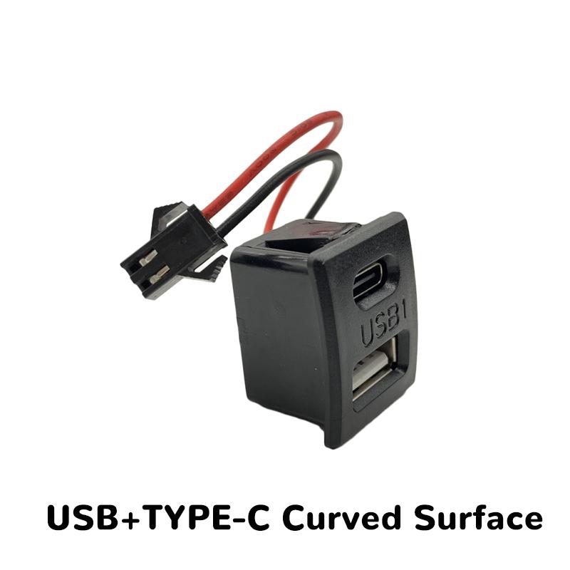 1Pcs DIY Black Double Layer Usb Female Base Type-C Socket and Female Usb Lamp Charging Socket Power Socket With Cable Connector