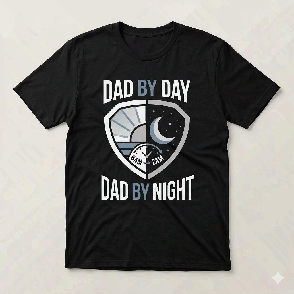 Dad By Day Dad By Night Funny Exhausted Dad Father’s Day Tee XXXL