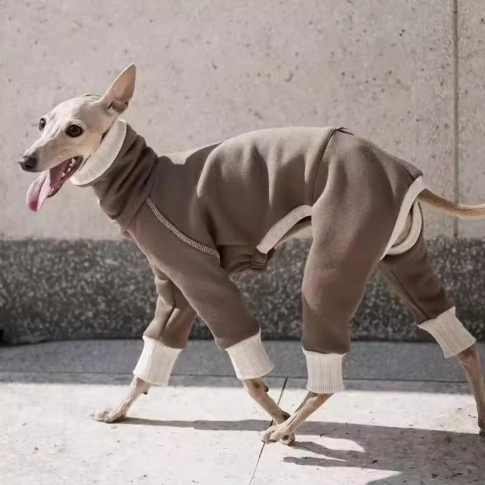 Dog Velvet Pajamas High Neck Dog Jumpsuit Stretchy Plush Pet Turtleneck Cold-Proof Breathable Dog Base Coat Daily Walk