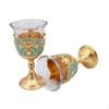 2 Pieces Embossed Wine Cup Toasting Glasses Mini Communion Goblet for Weddings Travel