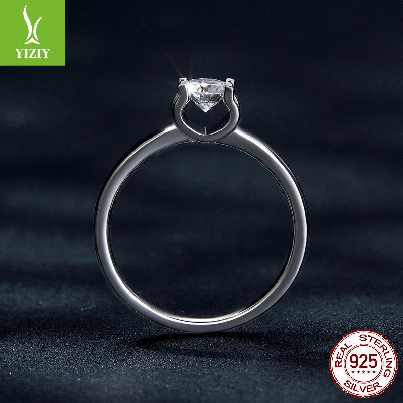 S925 Silver Mozzarella Diamond Ring, Neutral Wind Platinum Plated Luxury Ring Ring Msr007