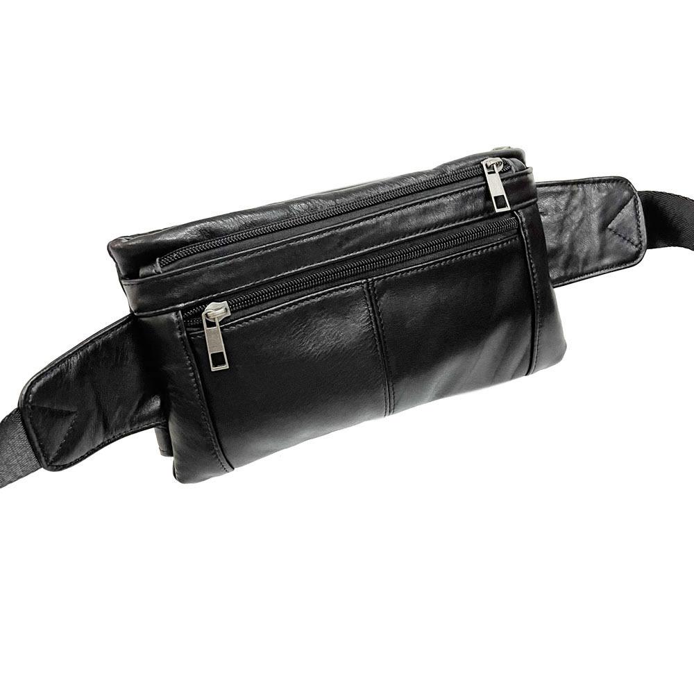 Fashion Men'S And Women'S Fanny Packs, High-Quality First-Layer Cowhide Black Fanny Packs, Breast Bags, Genuine Leather Satchel.