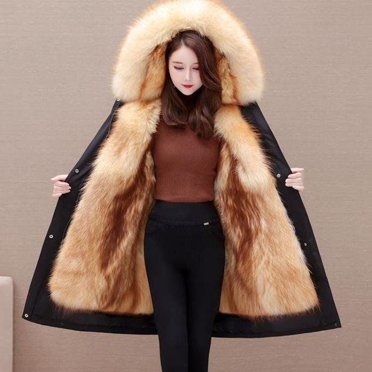 

Модная зимняя куртка со съемной подкладкой из искусственного меха лисы, утеплителем из утепленного хлопка и капюшоном с меховой отделкой для женщин 5XL