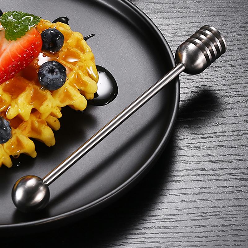 Honey Spoon Stainless Steel Spoon Long Honey Dipper Stick Syrup Server Serving Spoon Honeycomb Stick for Honey Jar Pot Tableware