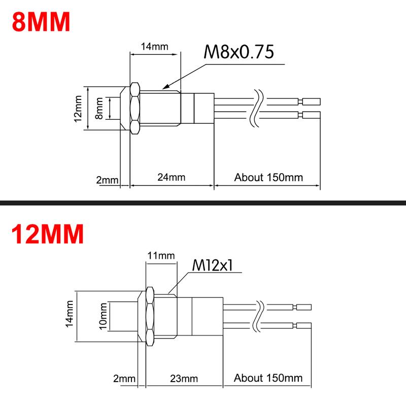 8/12/14MM Black Housing Metal Indicator Light Waterproof Car LED Pilot Signal Lamp Panel Dashboard Warning 12V 24V Customization