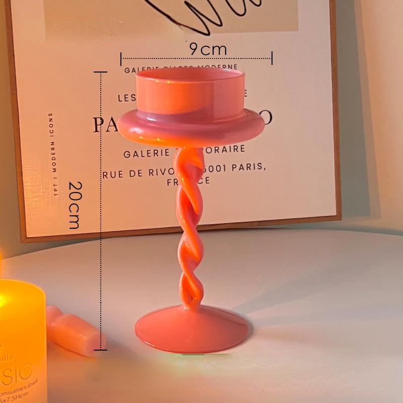 5.9 /7.87 Inch Pink Glass Candle Holders for Big Tealight Wedding Decoration Candlestick Party Candle Holder Candlelight Dinner