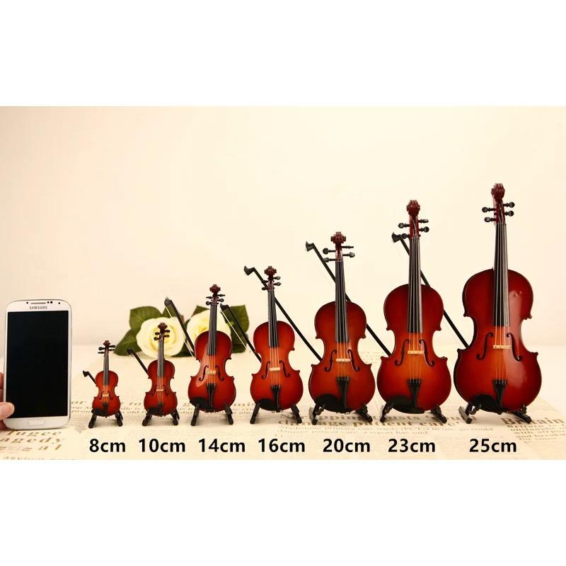 Ny spillbar liten fiolinfigur, verdens minste miniatyr musikkinstrument, dukkehustilbehør eller nøkkelringanheng gag-gaver