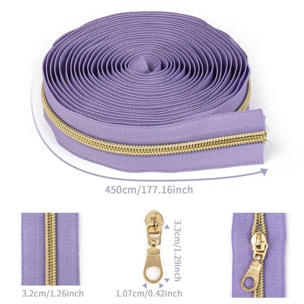 No.5 Nylon Zipper Tape Contrast Color 4.5m Zipper 10 Zipper Puller Slider Closure Zip DIY Repair Jacket Long Zips