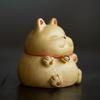 Chinese Yixing Purple Clay Tea Pet Handmade Sculpture Animal Ornaments Lucky Cat Statue Decoration Desktop Decors Crafts Tea Set
