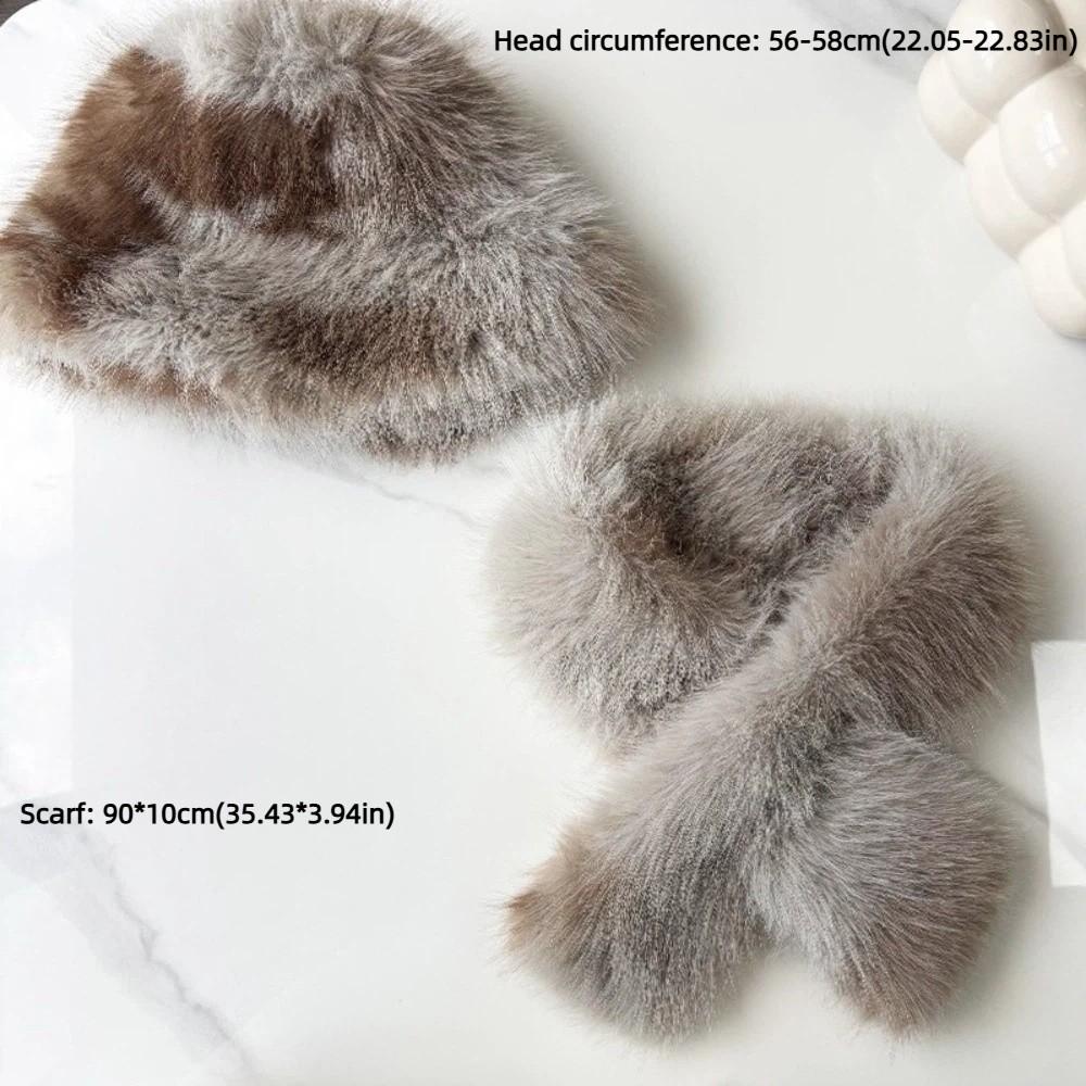 Neck Protection Fisherman Hat Thickened Cross Scarf Comfortable Faux Fur Hat Scarf Winter