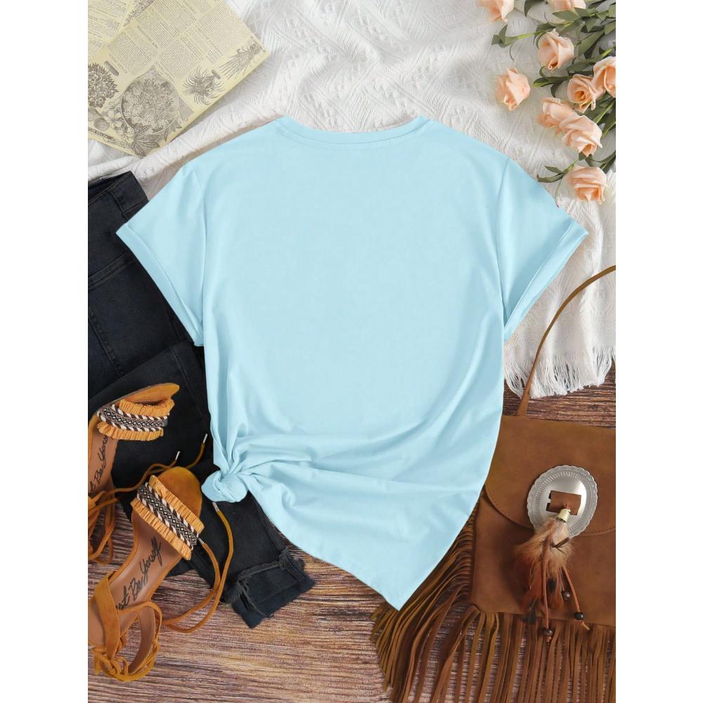 Women's Leopard Print Smiling Face Graphic Round Neck Short Sleeve T-Shirt