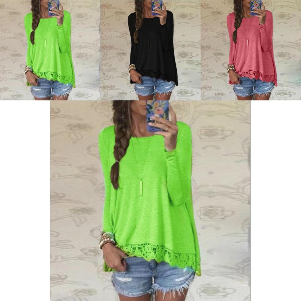 Chic Femme Blouse Manches Longues Dentelle Sweat Lche T-shirt Perfect For Casual Occasions
