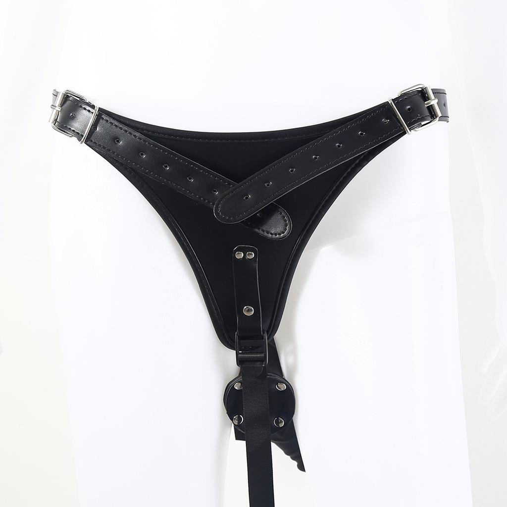 Sexspielzeug für Erwachsene für Frauen Sex Fesselriemen Spiele für Erwachsene Enge Lederhose Mit Zwei Falschen Silikon-Dildos Sm Analplug