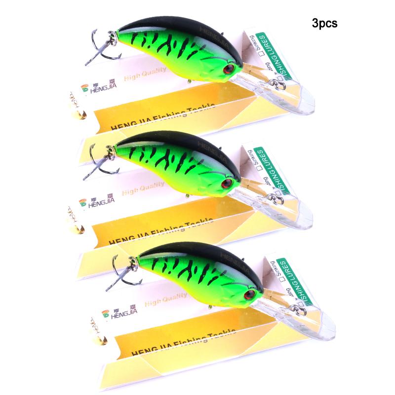 1PC/3pcs HENGJIA Floating Crankbait Swim Bait Plastic Pike Bass Trout Fishing Tackle Hook