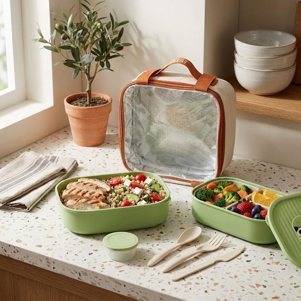 Cute Kids Bento Lunch Box Set Detachable 3 Compartment Plastic Meal Prep Food Storage Containers Microwavable Portable Snack Box