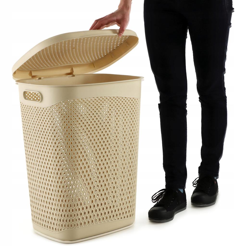 KADAX Kosz Na Pranie Bieliznę Z Pokrywą Pojemnik Duży 55L