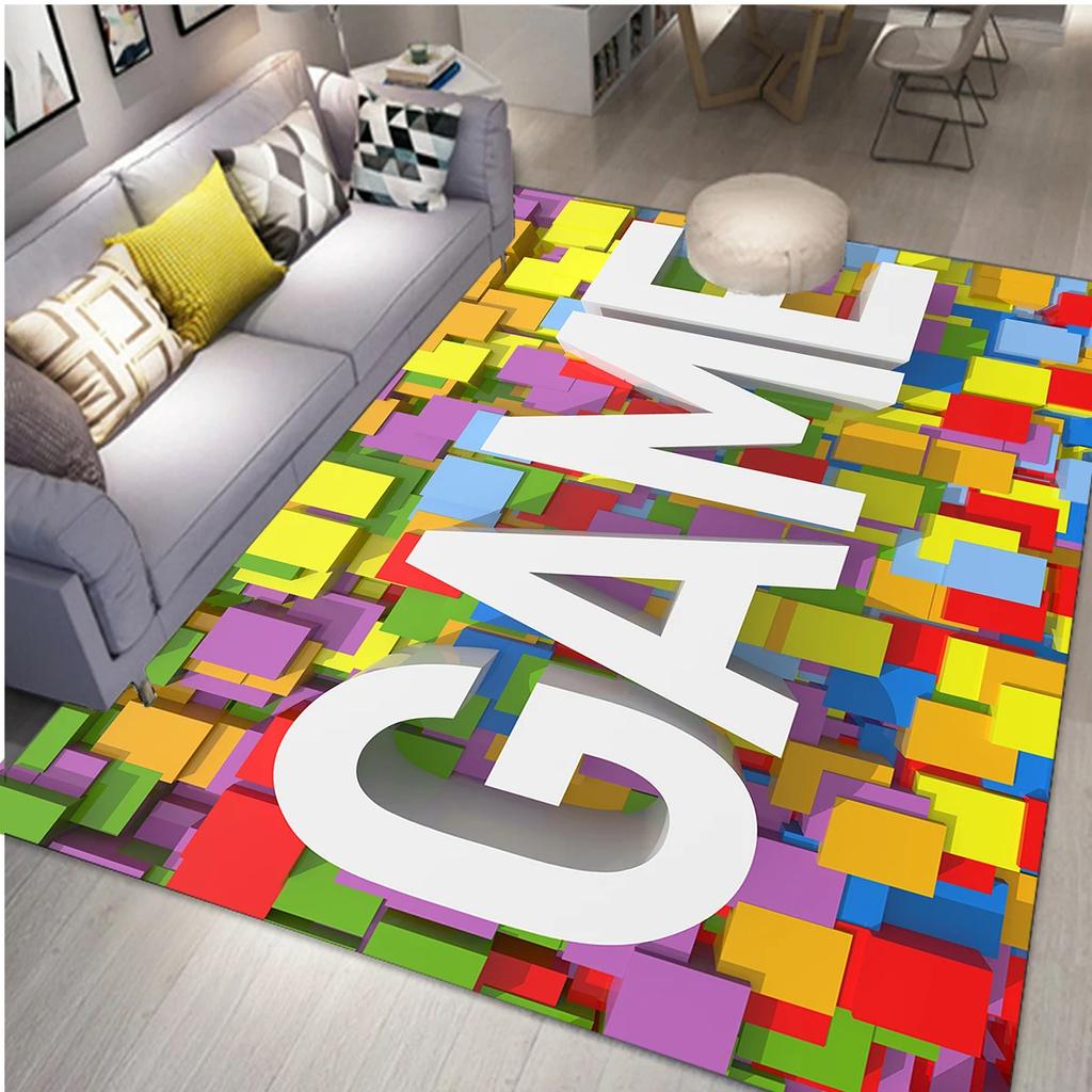 Gaming Area Rug for Kids Boy Bedroom Playroom Living Room Decor Controller Gamepad Carpet Gamer Floor Mat Soft Cool Game Doormat