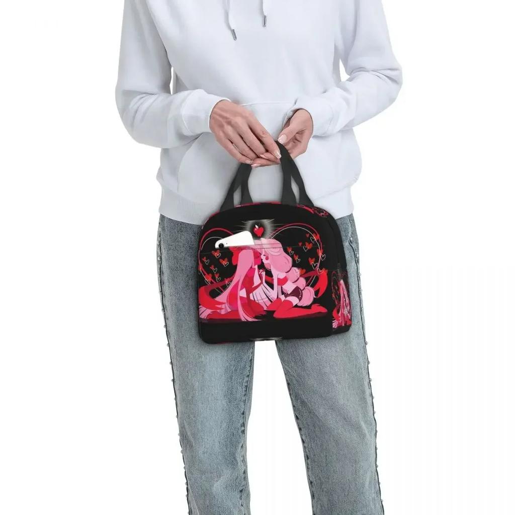 Charlie And Vaggie Valentines Hazbin Hotels Insulated Lunch Bag for School Cooler Thermal Food Box Tote Lunch Boxes Container