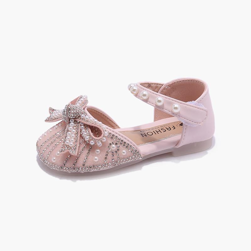 2024 Girls Party Shoes Elegant Sweet Pearl Children's Sandals for Wedding Party Fashion Luxury Kids Princess Dress Single Shoes