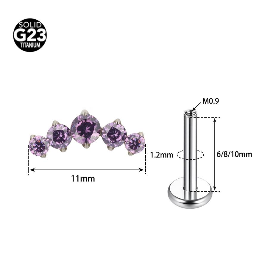 F-136 Titanium Alloy 1.0-1.2 Gauge Internally Threaded Cartilage Lip Ring Stud