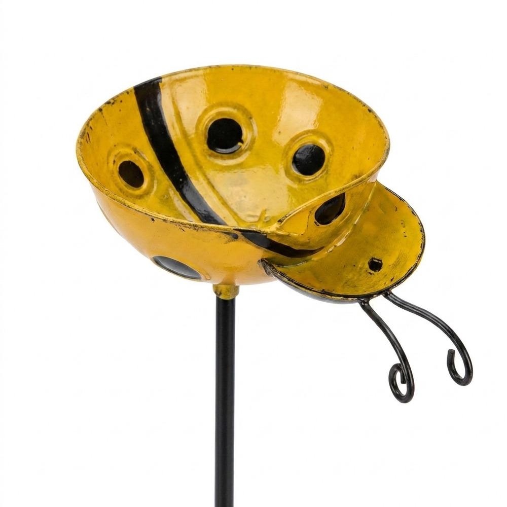 Iron Art Bee Watering Station Rust-resistant Metal Garden Stake Outdoor Backyard жёлтый